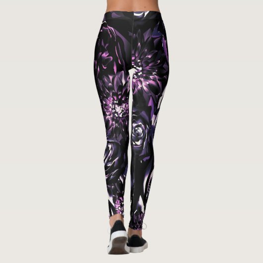 Donkere tuin die Paarse goudbloemen slaat Leggings (Achterkant)
