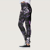 Donkere tuin die Paarse goudbloemen slaat Leggings (Links)