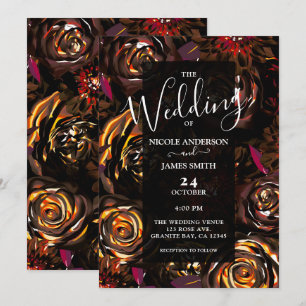 Donkere Tuin Herfst Gloed Bloemen Herfst Bruiloft Kaart