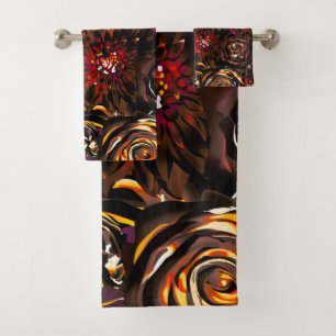 Donkere Tuin Herfst Gloed Bloemen Val Bad Handdoek