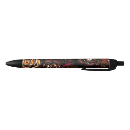 Donkere Tuin Herfst Gloed Bloemen Val Blauwe Inkt Pen