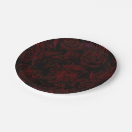 Donkere Tuin Rode Romantische Bloemen Gotische Bru Papieren Bordje