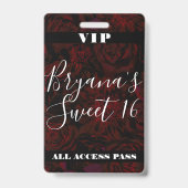 Donkere Tuin Rode Romantische Bloemen Zoete 16 VIP Badge (Achterkant)