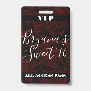Donkere Tuin Rode Romantische Bloemen Zoete 16 VIP Badge