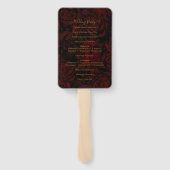 Donkere tuin rood romantische bloemen glam bruilof handwaaier (Achterkant)