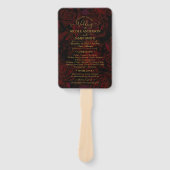 Donkere tuin rood romantische bloemen glam bruilof handwaaier (Voorkant)