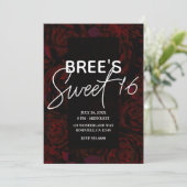 Donkere Tuin Rood Romantische Bloemen Glam Sweet 1 Kaart (Staand voorkant)