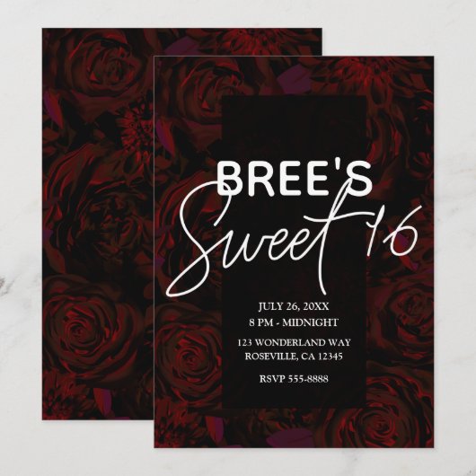 Donkere Tuin Rood Romantische Bloemen Glam Sweet 1 Kaart (Voorkant / Achterkant)