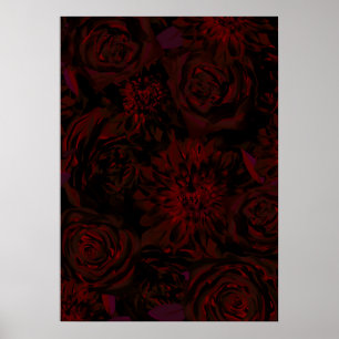 Donkere tuinrode Romantische vloeren Gothic Glam Poster