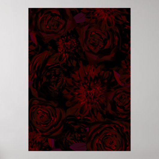 Donkere tuinrode Romantische vloeren Gothic Glam Poster (Voorkant)
