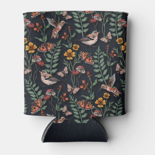 Donkere tuinvogels en vlinders blikjeskoeler (Voorkant)