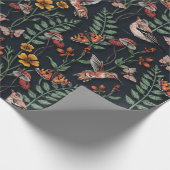 Donkere tuinvogels en vlinders cadeaupapier (Hoek)