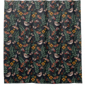 Donkere tuinvogels en vlinders douchegordijn (Voorkant)