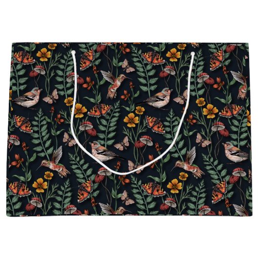 Donkere tuinvogels en vlinders groot cadeauzakje (Voorkant)