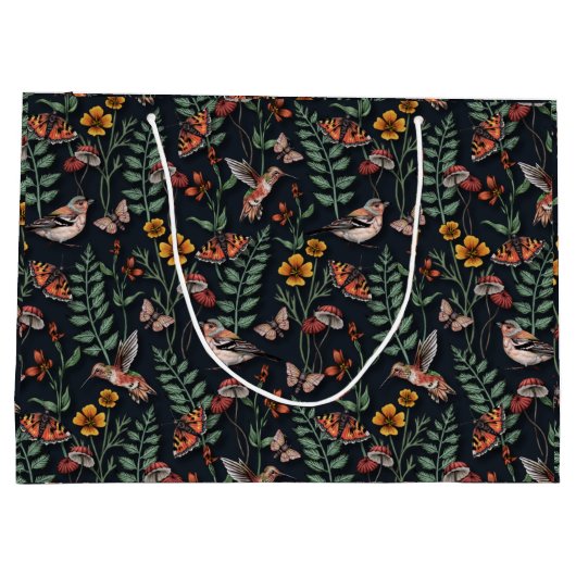 Donkere tuinvogels en vlinders groot cadeauzakje (Achterkant)