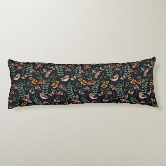 Donkere tuinvogels en vlinders lichaamskussen (Achterkant)