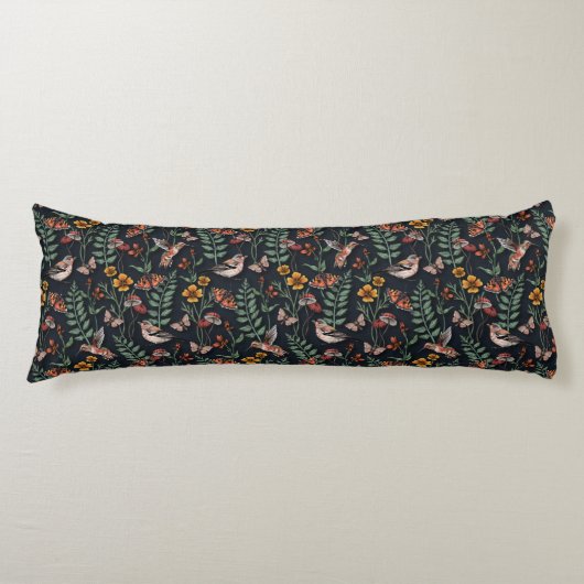 Donkere tuinvogels en vlinders lichaamskussen (Voorkant)