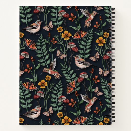 Donkere tuinvogels en vlinders notitieboek (Achterkant)