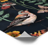 Donkere tuinvogels en vlinders poster (Hoek)