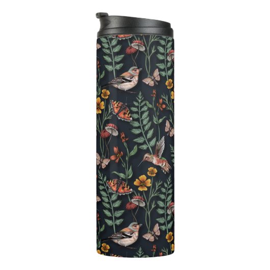 Donkere tuinvogels en vlinders thermosbeker (Geroteerd rechts)