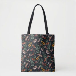 Donkere tuinvogels en vlinders tote bag