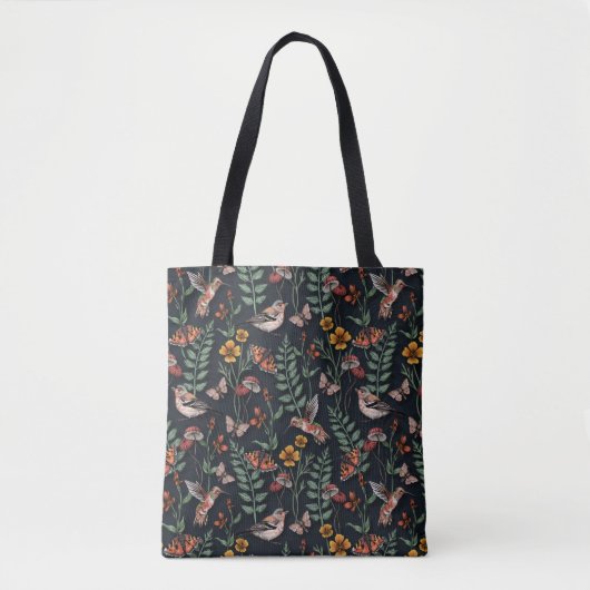 Donkere tuinvogels en vlinders tote bag (Voorkant)