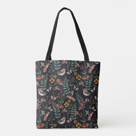 Donkere tuinvogels en vlinders tote bag (Achterkant)