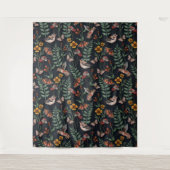 Donkere tuinvogels en vlinders wandkleed (Voorkant)