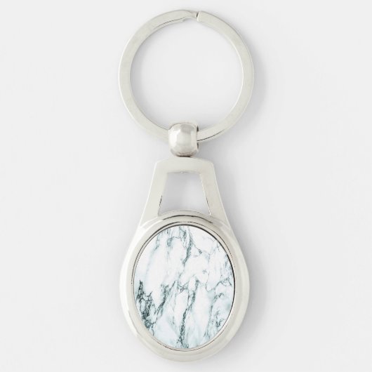 Donkere Turquoise Ader Marmer Uitzicht Sleutelhanger (Voorkant)