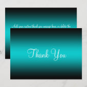 Donkere Turquoise Black Edge-gradiënt Bedankkaart (Voorkant / Achterkant)