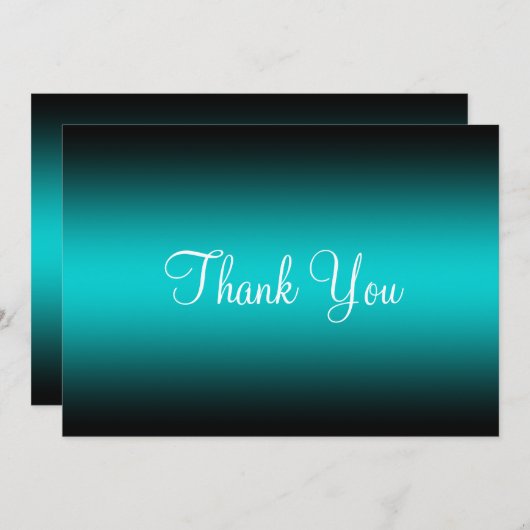Donkere Turquoise Black Edge-gradiënt Bedankkaart (Voorkant / Achterkant)