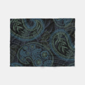 Donkere Turquoise, blauw en groen Paisley Fleece Deken (Voorkant (Horizontaal))