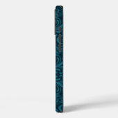 Donkere turquoise bloemendamaskpatroon Case-Mate iPhone case (Achterkant / Links)