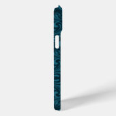 Donkere turquoise bloemendamaskpatroon Case-Mate iPhone case (Achterkant / Rechts)