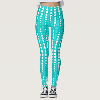 Donkere Turquoise en Witte Stippen Leggings
