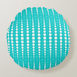 Donkere Turquoise en Witte Stippen Ronde Kussen