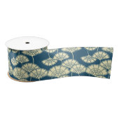 Donkere turquoise floral Japans patroon Satijnen Lint (Spoel)