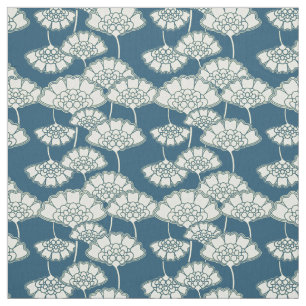 Donkere turquoise floral Japans patroon Stof