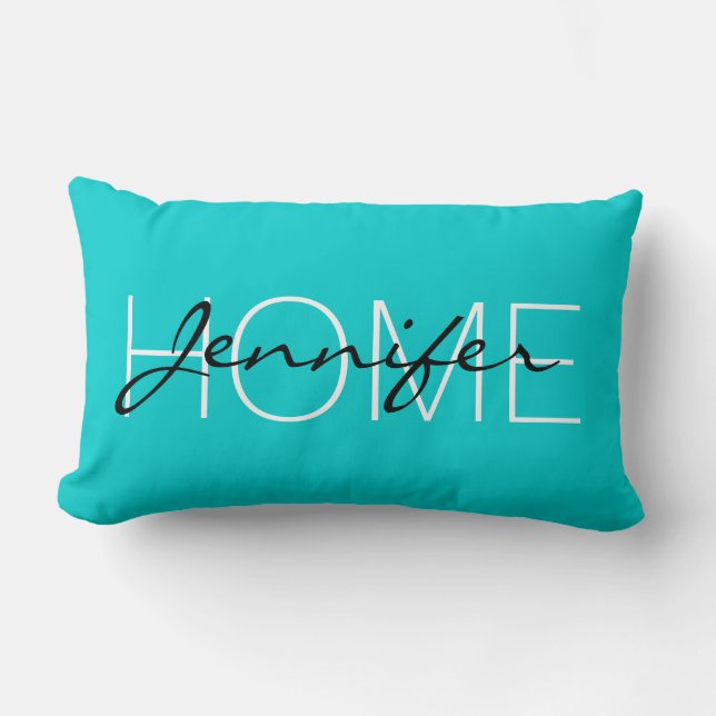 Donkere turquoise homonogram kussen (Voorkant)
