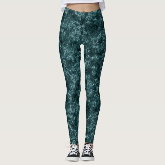 Donkere turquoise, marmer leggings (Voorkant)