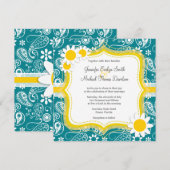 Donkere Turquoise Paisley; Daisy Kaart (Voorkant / Achterkant)