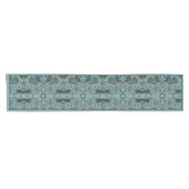Donkere turquoise paisley korte tafelloper (Horizontaal)