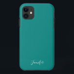 Donkere Turquoise Solid Color Custom Monogram Case-Mate iPhone Case<br><div class="desc">Chic stevig kleurentelefoongeval in donkere turquoise,  mijn favoriete schaduw van diep blauwgroen. Een prachtige diepe kleur met je aangepaste monogram. Personaliseer met jouw naam in elegant wit manuscript.</div>