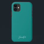 Donkere Turquoise Solid Color Custom Monogram Case-Mate iPhone Case<br><div class="desc">Chic stevig kleurentelefoongeval in donkere turquoise,  mijn favoriete schaduw van diep blauwgroen. Een prachtige diepe kleur met je aangepaste monogram. Personaliseer met jouw naam in elegant wit manuscript.</div>