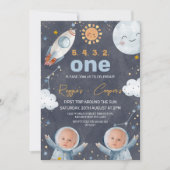 Donkere tweeling eerste reis rond de 1e verjaardag kaart (Voorkant)