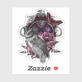 Donkere Uil Vlinder En Bloemen - Gotisch  Sticker