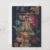 Donkere  uitnodiging voor het huwelijk van Floral (Voorkant)