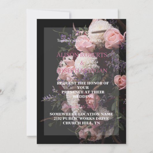 Donkere  uitnodiging voor het huwelijk van Floral (Voorkant)