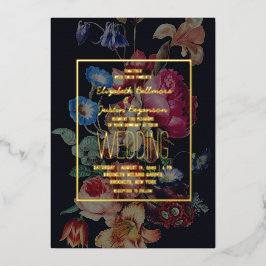 Donkere  uitnodiging voor het huwelijk van Floral