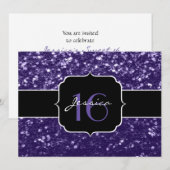 Donkere ultra violet glitter sparkles Sweet 16 nod Kaart (Voorkant / Achterkant)